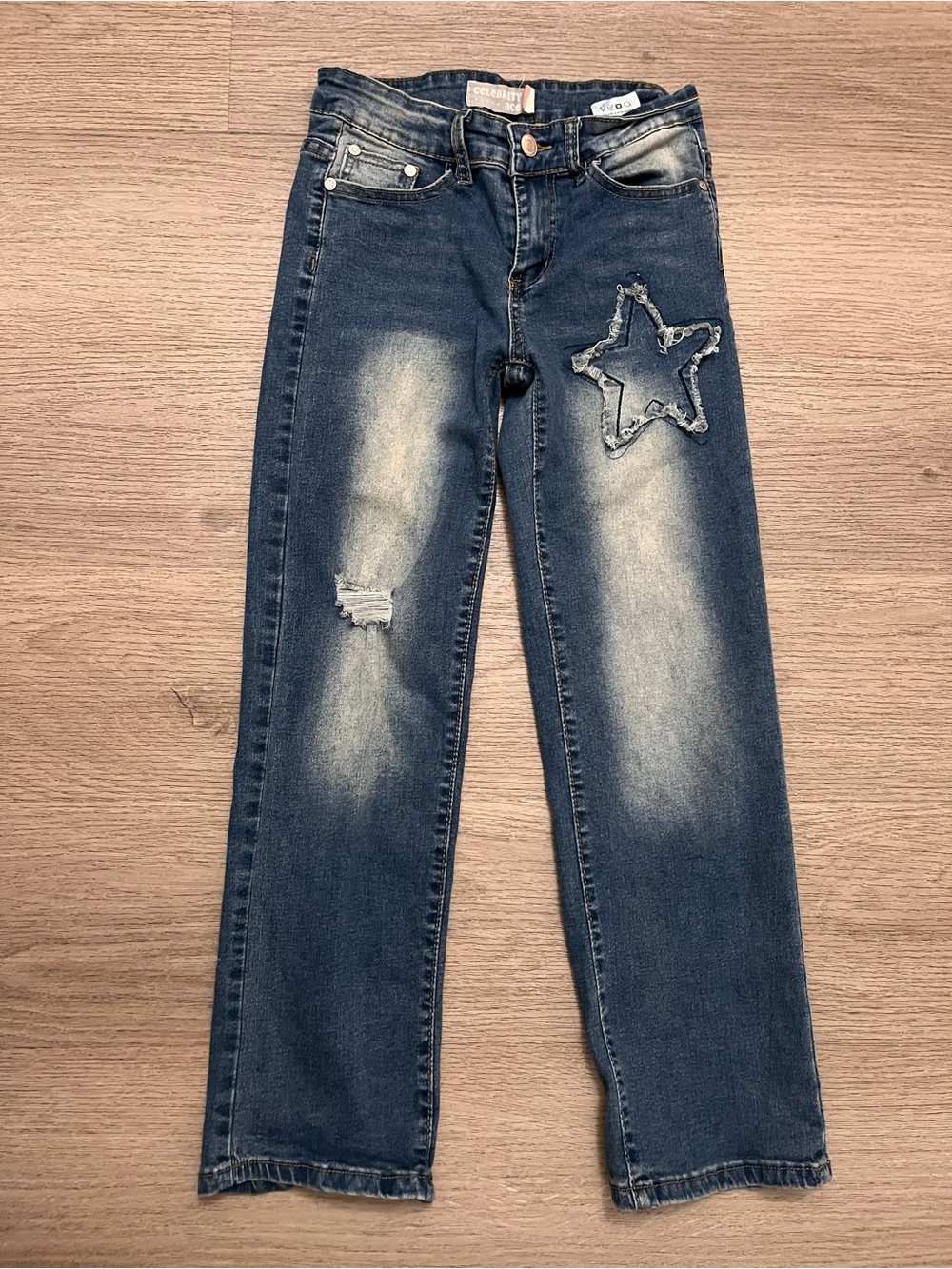 Girls' Dark Wash Star Appliqué Jeans